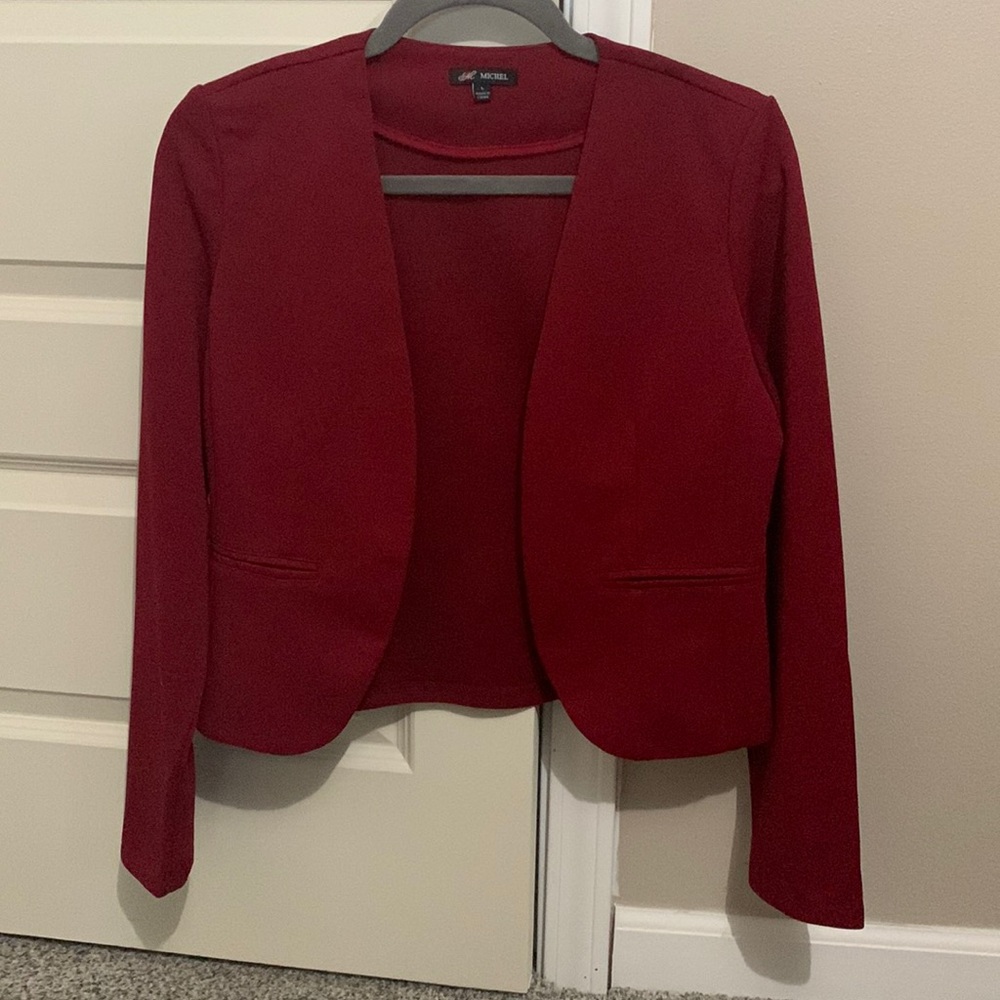Red cropped blazer